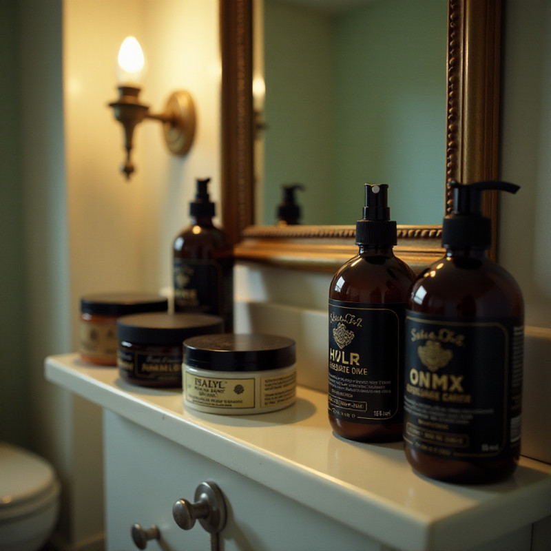 Collection of hair products for styling a quiff.