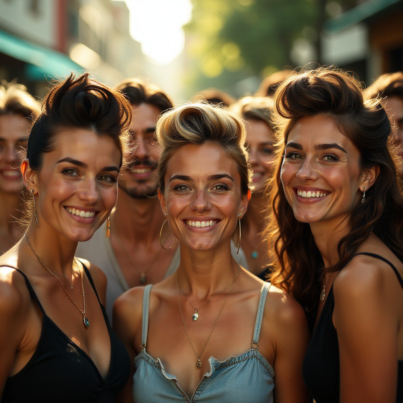 Group of friends with diverse styled quiffs.