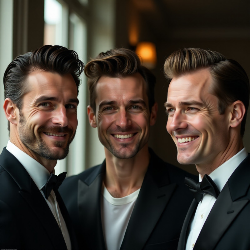 Men showcasing various quiff styles.