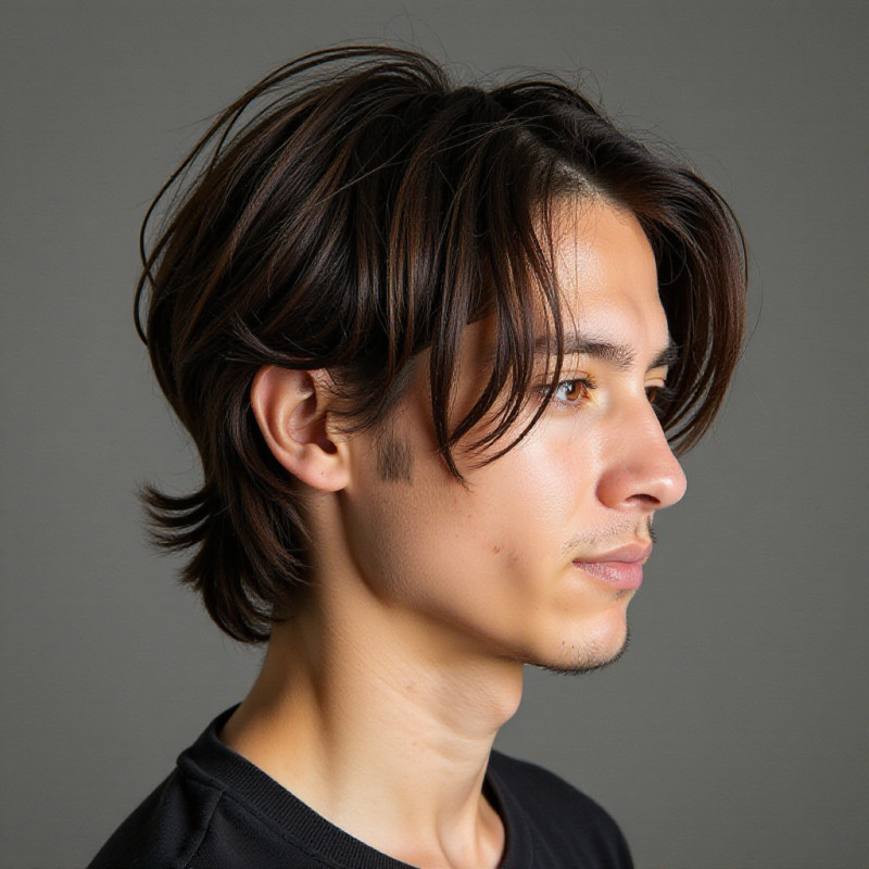 A man styling his hair in a curtain look. A man styling his hair in a curtain look.