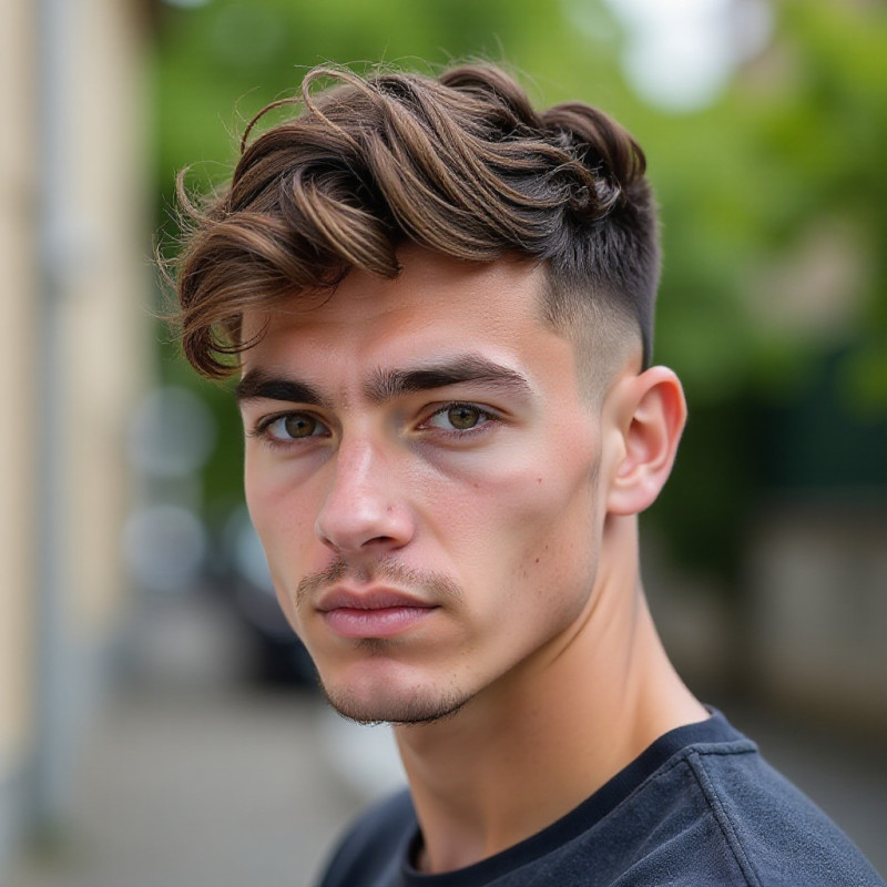 A man with a textured crop hairstyle outdoors. A man with a textured crop hairstyle outdoors.