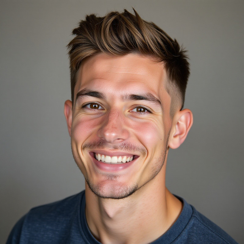 Confident young man showcasing a new undercut style.