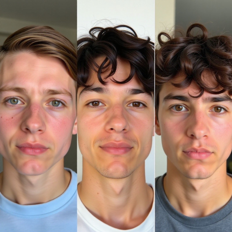 Different hair types in side-swept hairstyles. Different hair types in side-swept hairstyles.