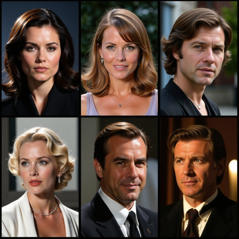 Icons from cinema with side-swept hairstyles. Icons from cinema with side-swept hairstyles.