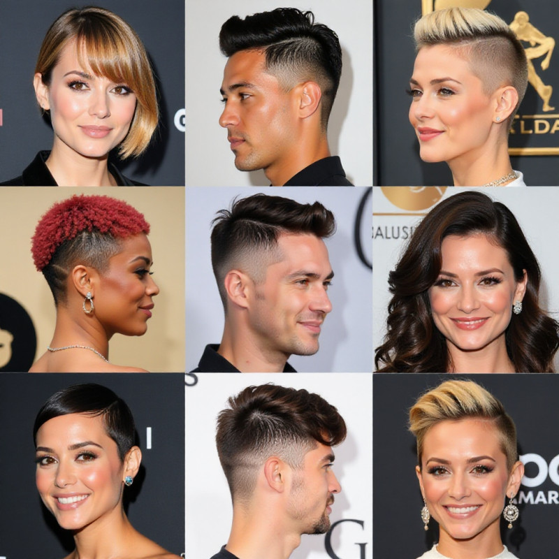 Various celebrity hairstyles showing different undercuts.