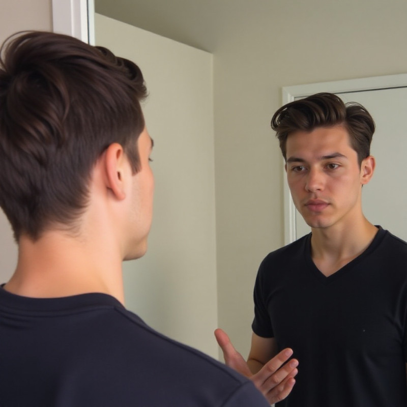 Young man changing his hairstyle gracefully. Young man changing his hairstyle gracefully.