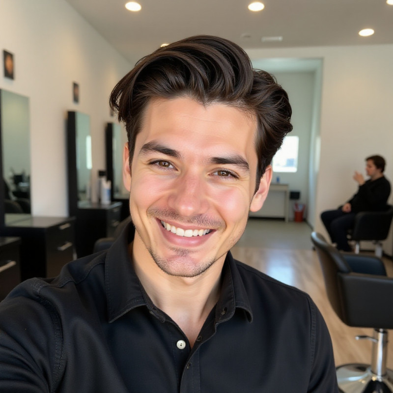 Young man expressing personality through hairstyle. Young man expressing personality through hairstyle.