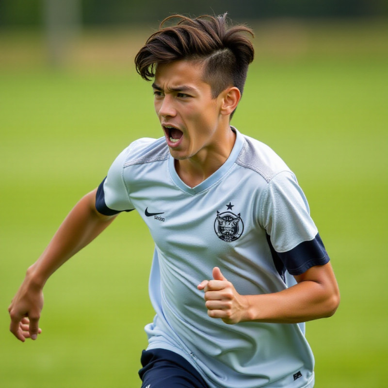 Young man playing sports with styled hair. Young man playing sports with styled hair.