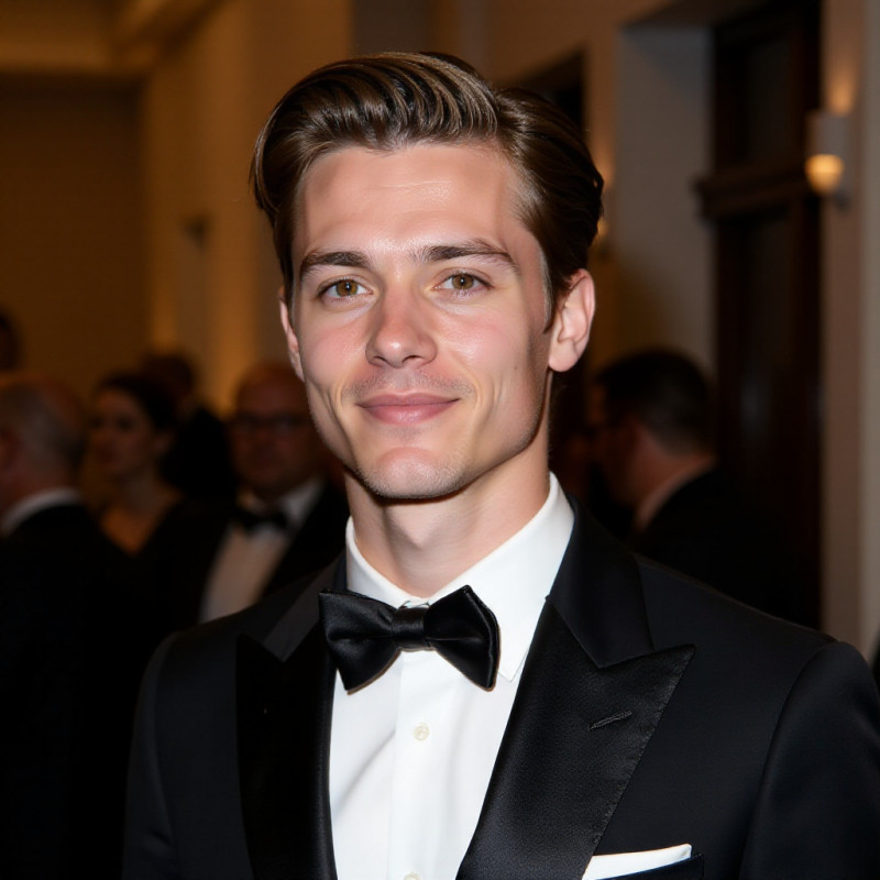 Young man with a formal side-swept hairstyle. Young man with a formal side-swept hairstyle.